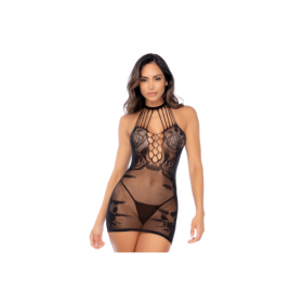 Robe en résille noire florale - Mapalé